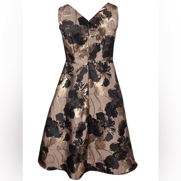 Adrianna Papell Floral-Print Metallic A-Line Dress - Picture 3 of 13